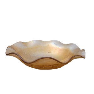 Floragold Ruffled Fruit Bowl - "Louisa" 11 1/2" Dia Iridescent Depression Glass